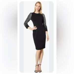 Calvin Klein Black Sheath Dress with 3/4 Sleeves